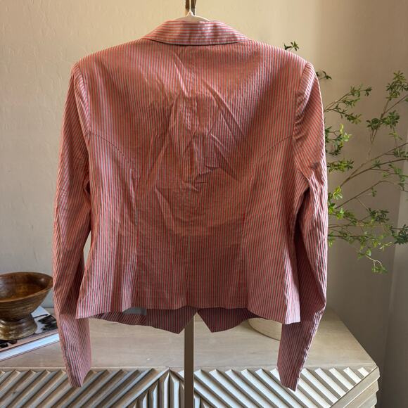 House of Harlow 1960 x Revolve Orangey Pink Gray Striped Blazer NWOT Size L - Picture 6 of 6